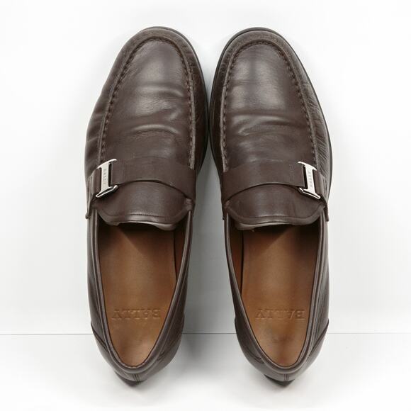 BALLY Colbar Leather Loafers Made In Switzerland Brown Mens Sz 8.5 - Picture 6 of 10